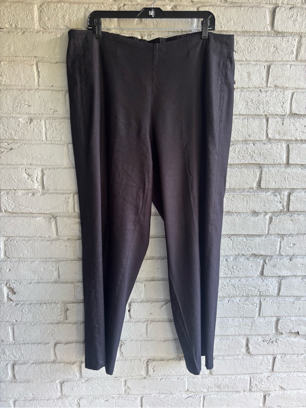 J Jill stretch LINEN Sz16 Black Career Pants w/Pockets EUC Business Office